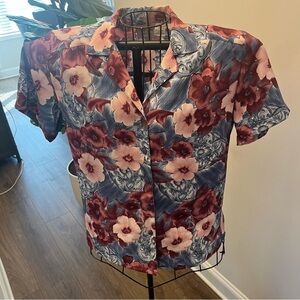 TanJay Petite Floral Button-Up Blouse
